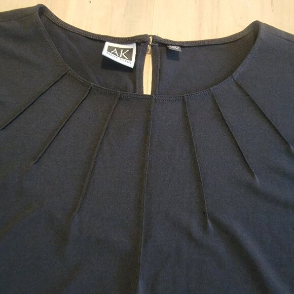 Vintage Anne Klein Top Sz XL Blouse Black Short Sleeve Career Classic Office - Picture 4 of 9
